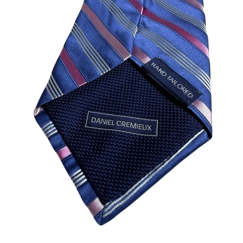 Daniel Cremieux Striped Blue and Pink Breast Cancer Awareness Men's Silk Tie